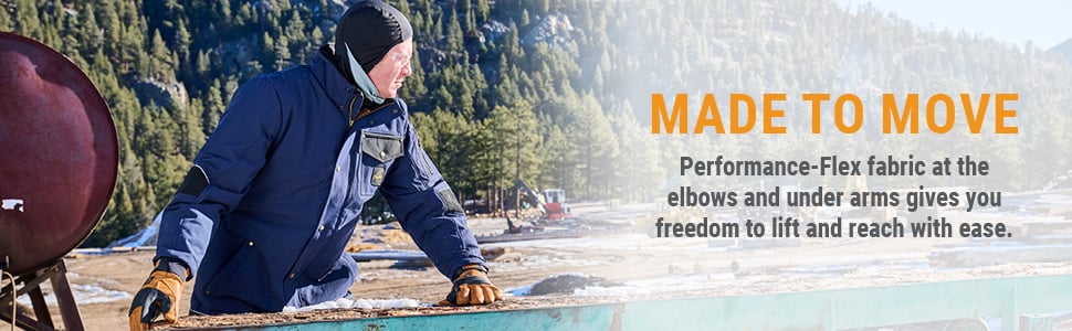 Performance-Flex fabric at the elbows and under arms gives you freedom to lift and reach with ease. 