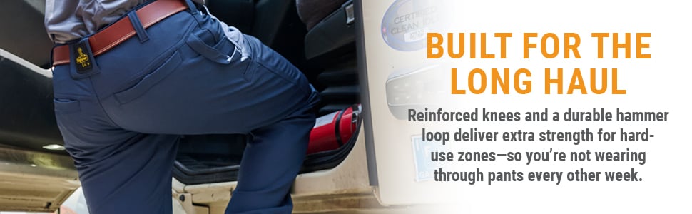 DISEÑADOS PARA DURAR. Las rodillas reforzadas y la resistente presilla para el martillo aportan una mayor resistencia en las zonas más expuestas al desgaste, para que no tengas que cambiar de pantalones cada dos semanas.