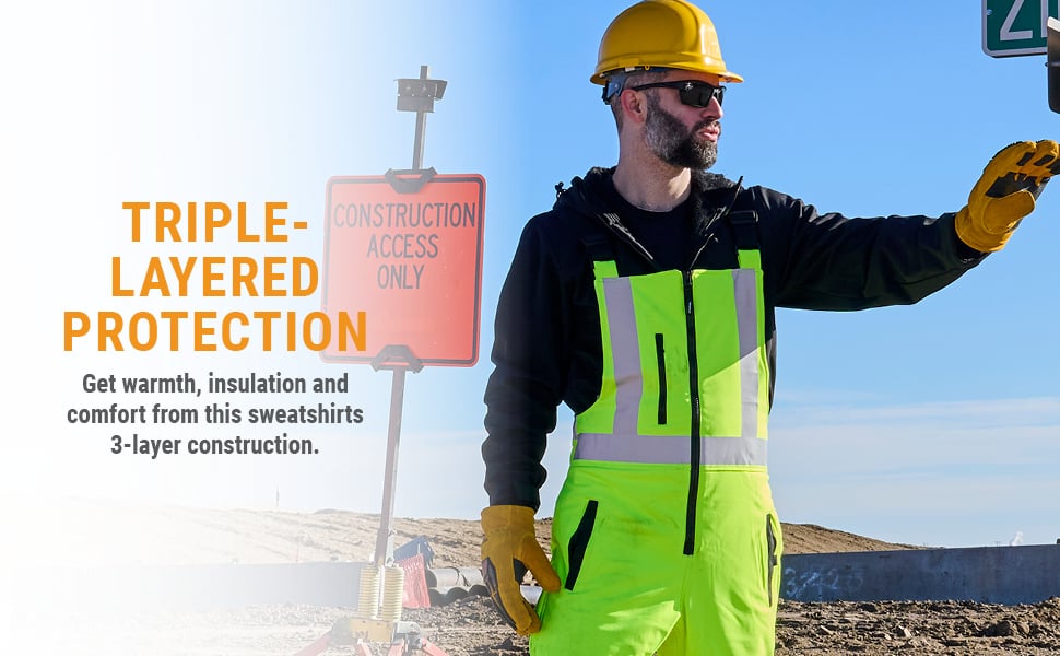 TRIPLE-LAYERED PROTECTION Get warmth, insulation and comfort from this sweatshirts 3-layer construction. 