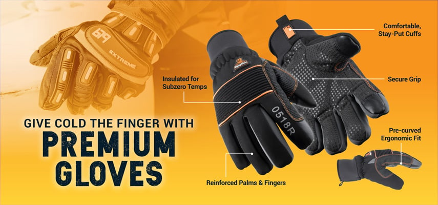 When you're playing a game of bloody knuckles with cold, harsh conditions, you need serious protection from insulated work gloves built to last. Let RefrigiWear give you a hand with Premium Gloves that offer maximum warmth for your level of cold, along with trusted durability and superior performance.