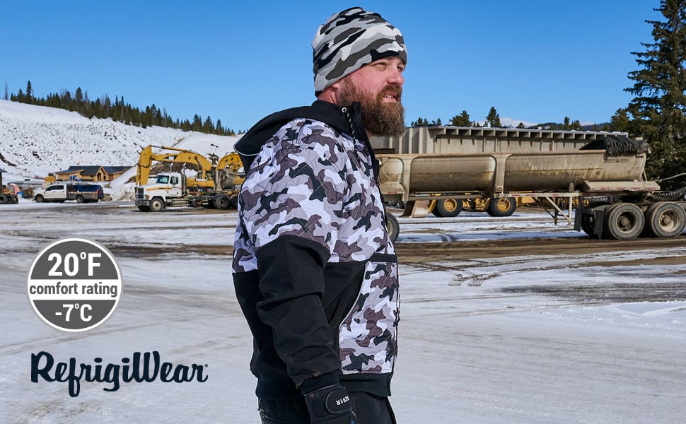 Camo Diamond Quilted  Hooded Jacket comfort rating 20°F / -7°C  