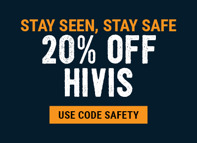 Stay Seen, Stay Safe. 20% off hivis. Use code safety.