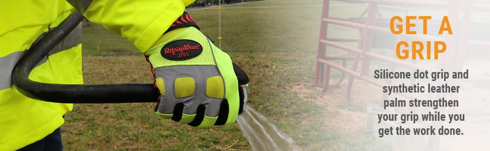 Get a grip. Silicone dot grip and synthetic leather palm strengthen your grip while you get the work done. 