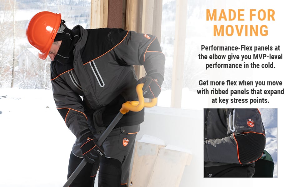 Made for moving. Performance-flex on at elbows for mvp level performance in the cold.