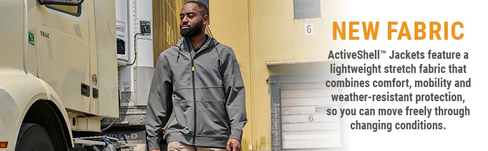 NEW FABRIC ActiveShell™ Jackets feature a lightweight stretch fabric that combines comfort, mobility and weather-resistant protection, so you can move freely through changing conditions.