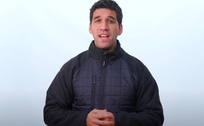 Man wearing RefrigiWear's Enduraquilt Hybrid Quilted Jacket
