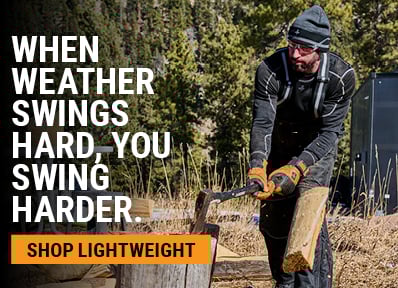 WHEN WEATHER SWINGS HARD, YOU SWING HARDER. SHOP LIGHTWEIGHT.