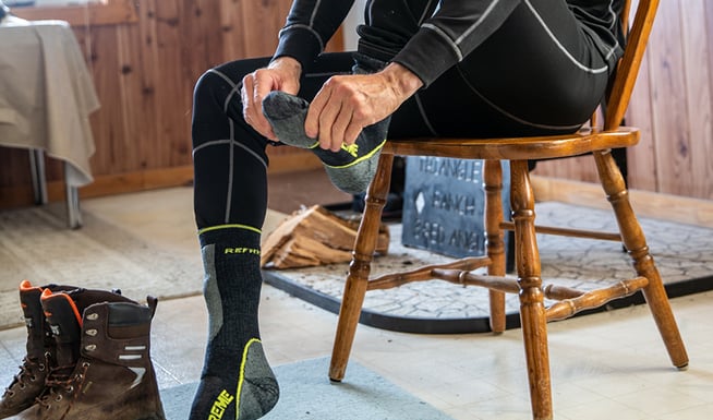 Getting the right size work boot and wearing moisture-wicking socks can also make a difference in  your level of comfort.