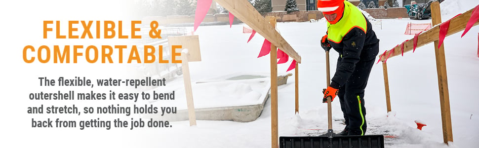 FLEXIBLE & COMFORTABLE. The flexible, water-repellent outershell makes it easy to bend and stretch, so nothing holds you back from getting the job done.