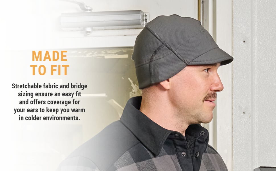 MADE TO FIT Stretchable fabric and bridge sizing ensure an easy fit and offers coverage for your ears to keep you warm in colder environments.
