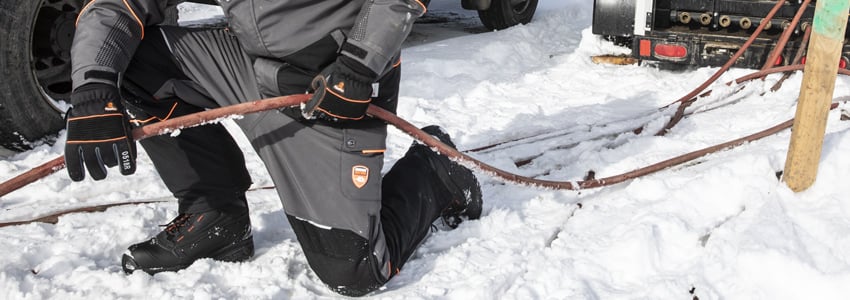 PolarForce Bib Overalls with Performance-Flex panels at the waist and knees are perfect for utility workers who need flexibility to bend, reach, kneel or climb while working in the cold.