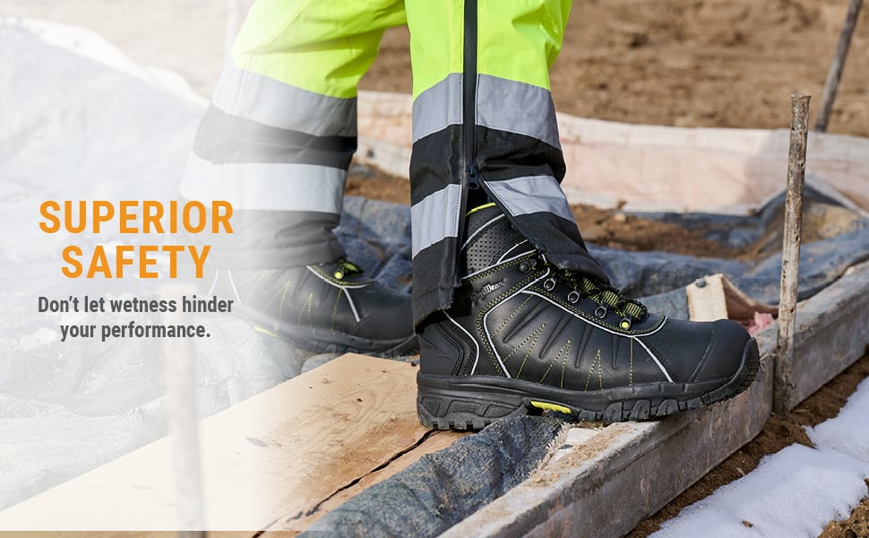 SUPERIOR SAFETY Take a safe step with every stride because of puncture-resistant plates and ASTM composite safety toes. 