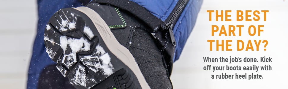E.	The best part of the day? When the job's done. Kick off your boots easily with a rubber heel plate
