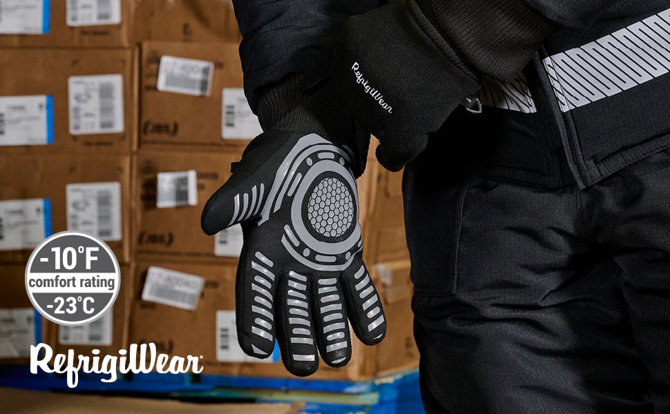With a comfort rating of -10°F, these insulated freezer gloves protect your hands from the cold while the palm grip pattern helps you hold on to tools or packages.