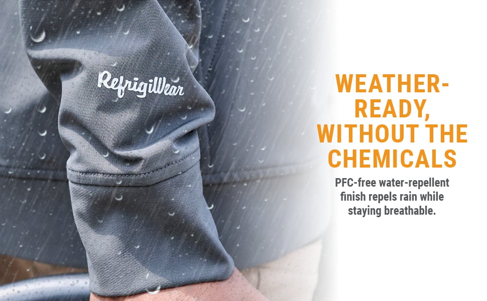 WEATHER-READY, WITHOUT THE CHEMICALS PFC-free water-repellent finish repels rain while staying breathable. 