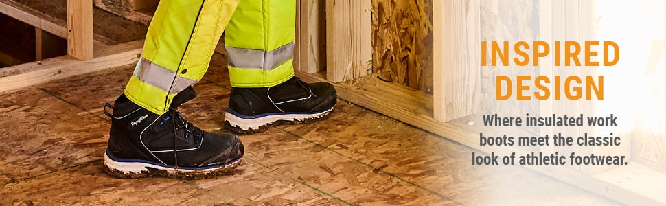 INSPIRED DESIGN Where insulated work boots meet the classic look of athletic footwear.
