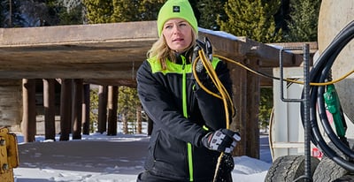 A woman working softshell jacket
