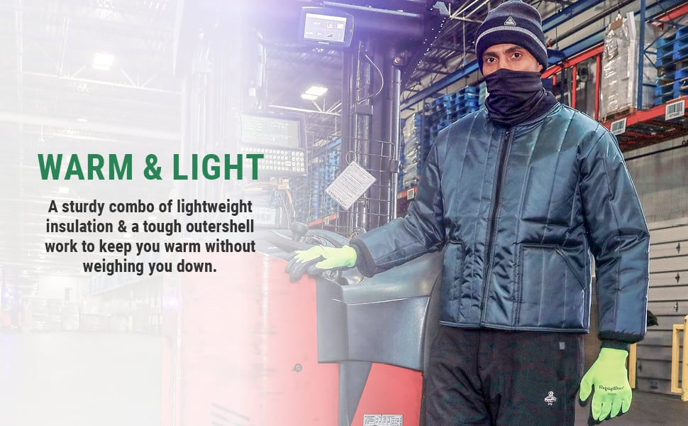 Warm and light. A sturdy combo of lightweight insulation and a tough outershell work to keep without weighting you down.