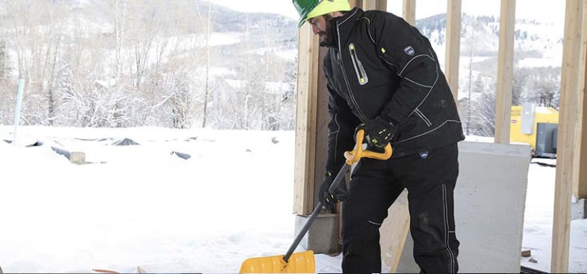 A man shoveling snow.