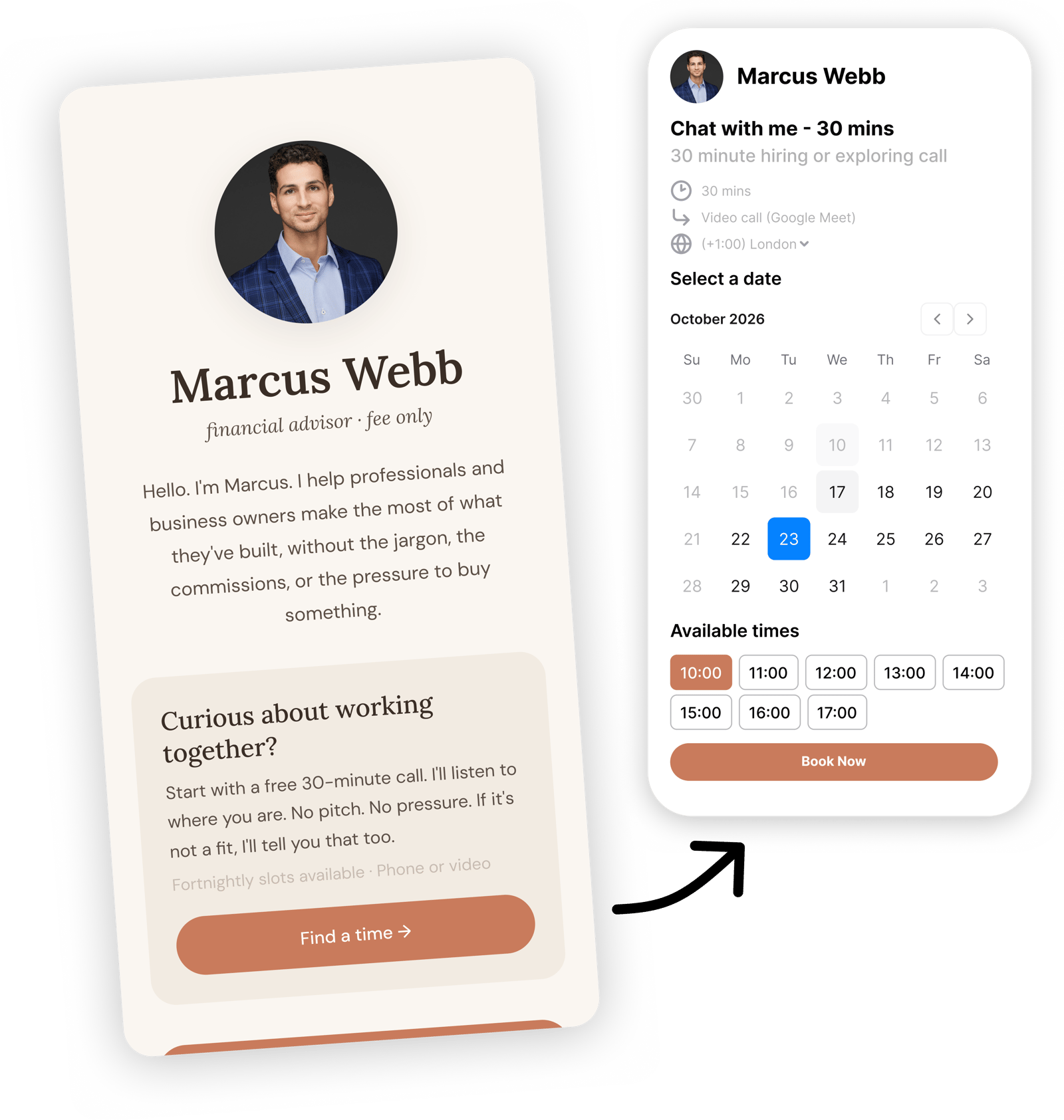 2. Your booking link lives on your page