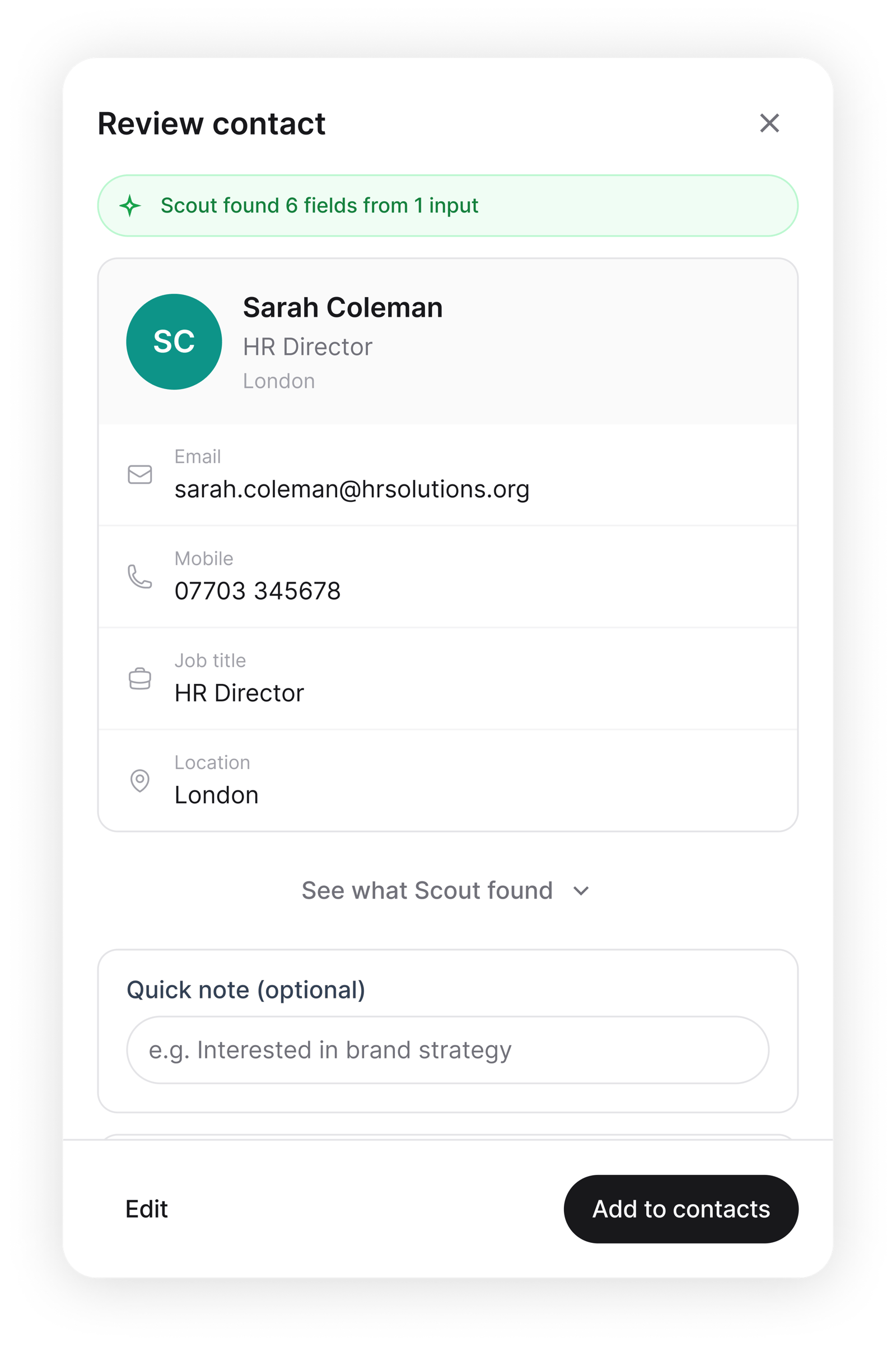 2. Scout enriches the contact