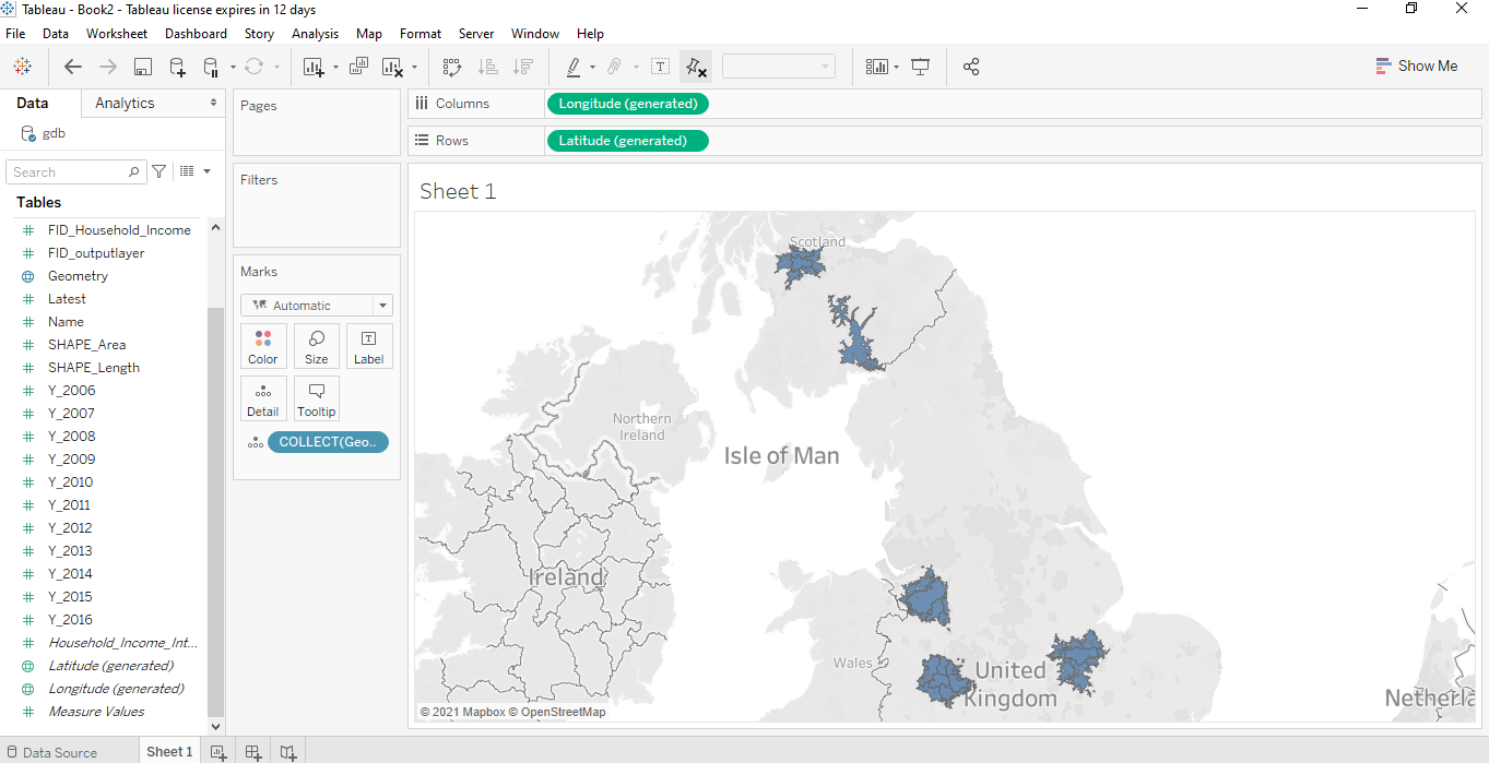 Travel time data visualisation in Tableau