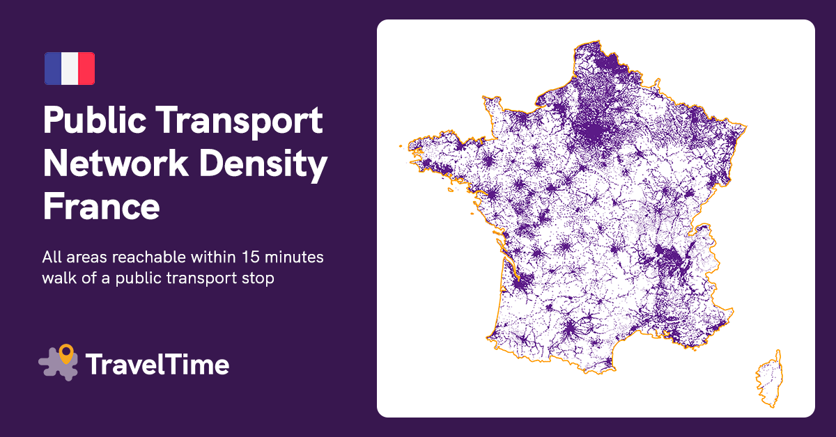 map of public transport density in France