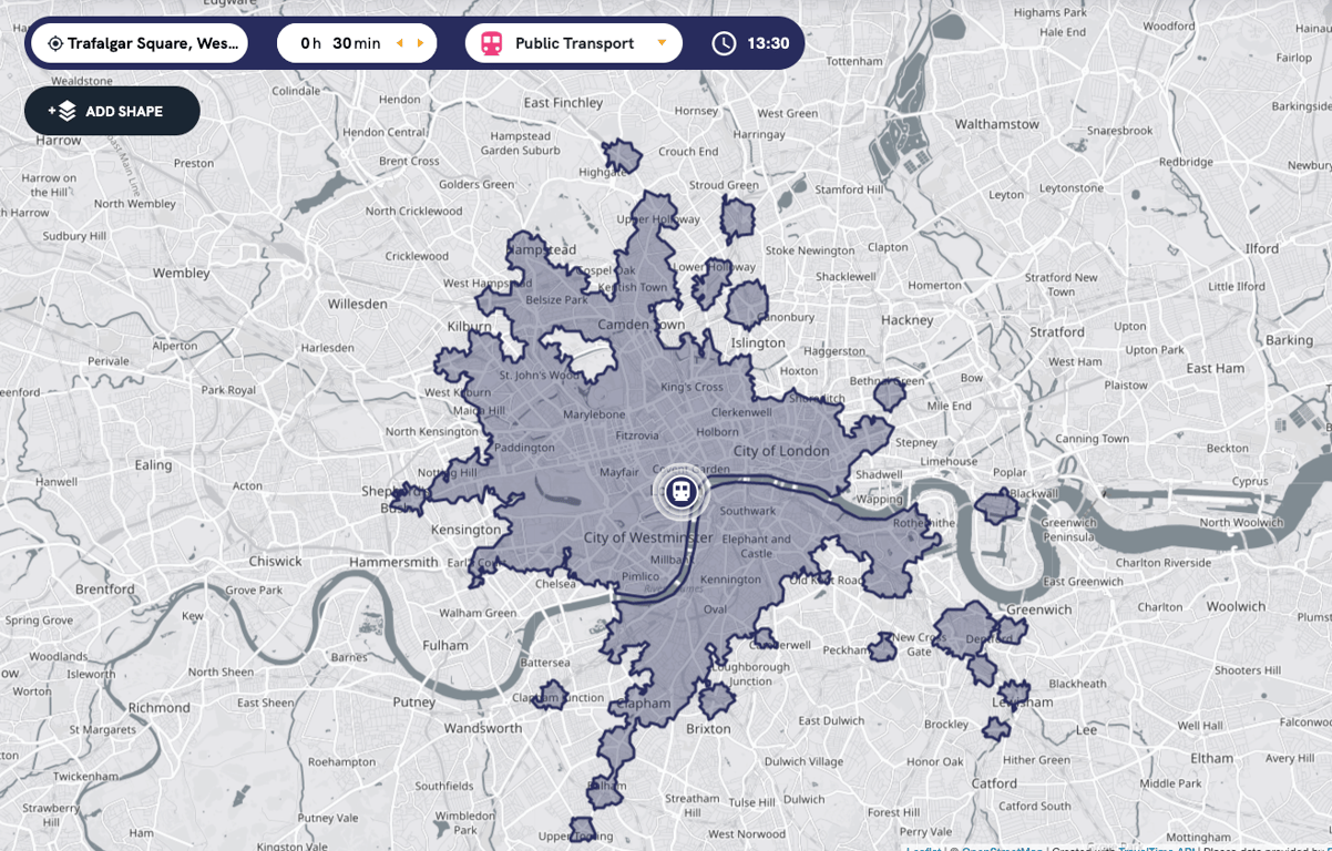 traveltime isochrone
