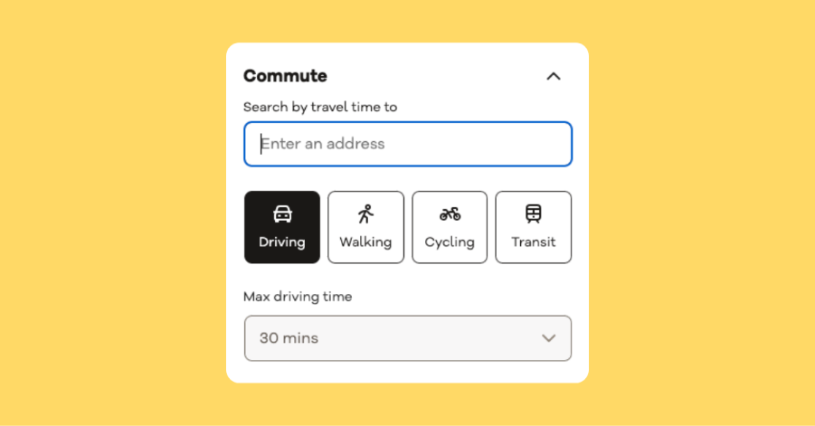 Realtor commute time search portal