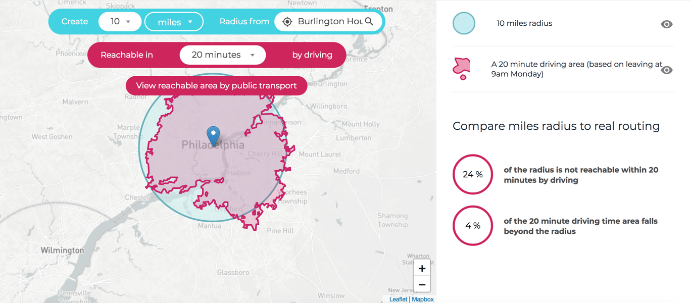 distance-radius-map-result-driving