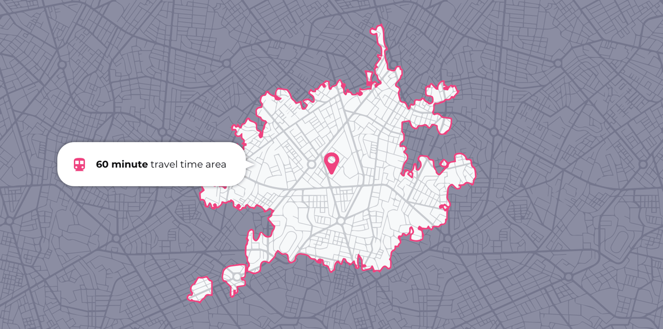 60 minute travel time area