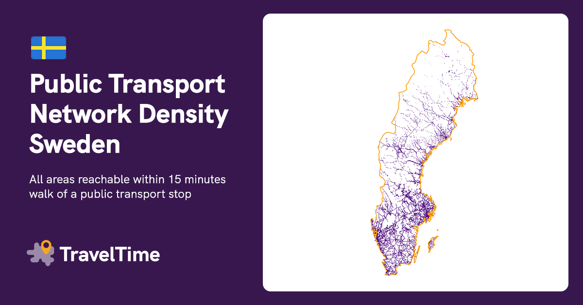 map of public transport density in Sweden