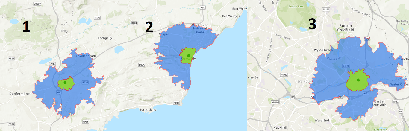 walking and cycling catchment areas