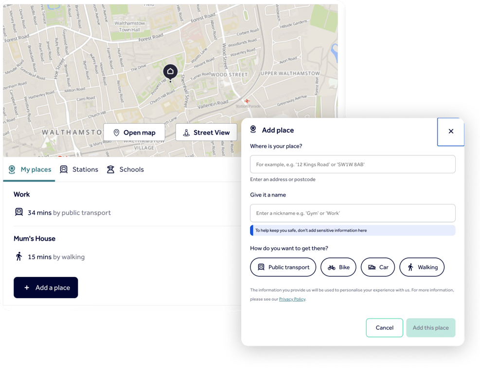 Rightmove user interface