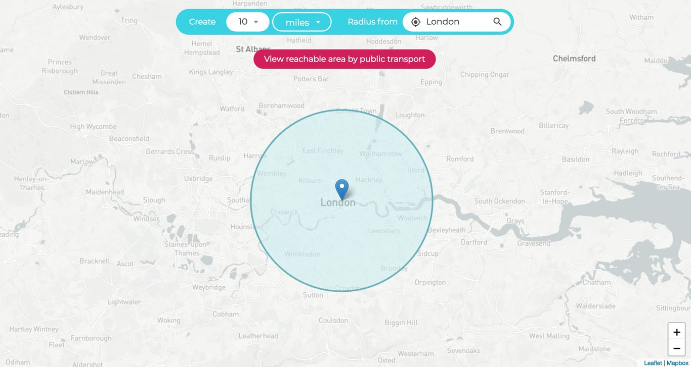 traveltime-radius-map