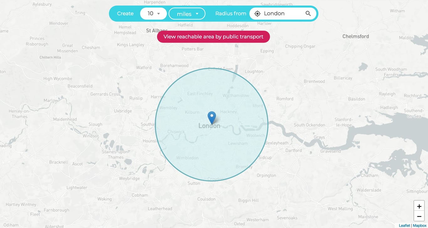 traveltime-radius-map