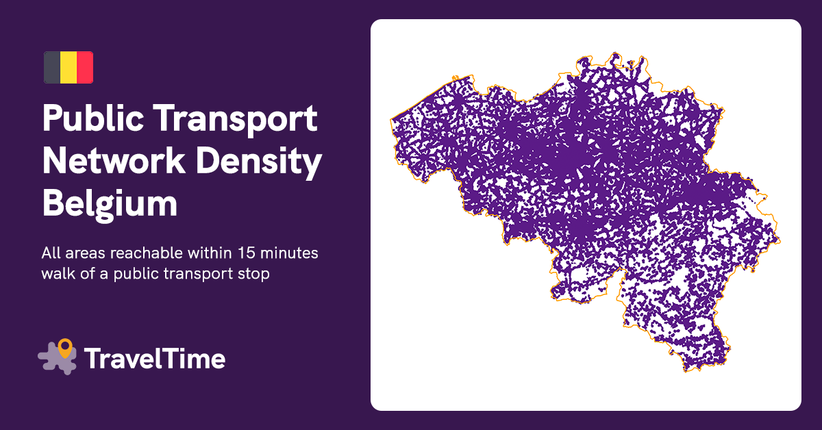 map of public transport density in Belgium