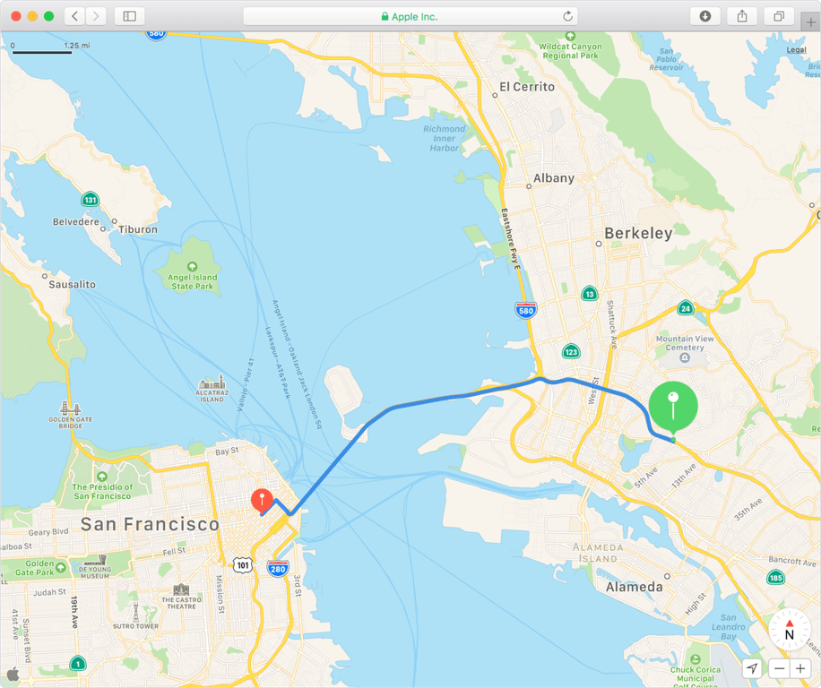 Route from San Francisco to Berkeley