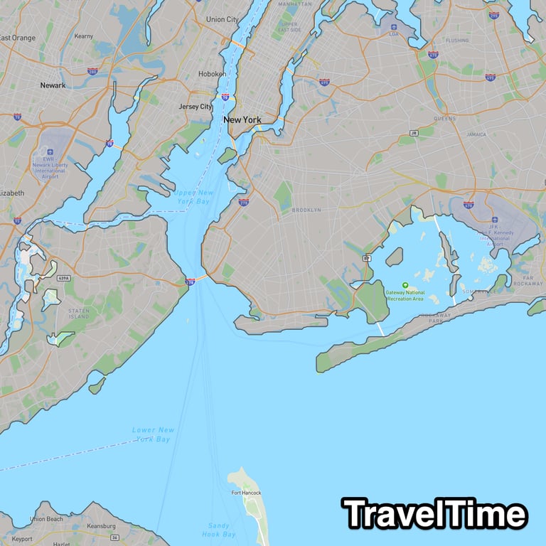 TravelTime Isochrone 1 hour in New York