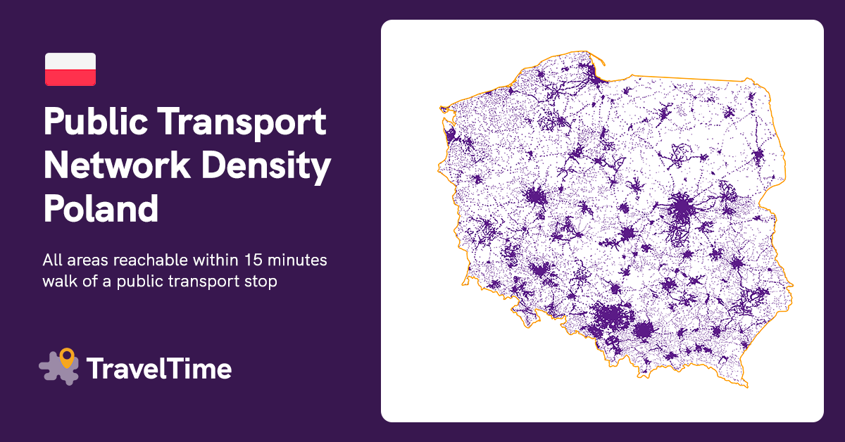 map of public transport density in Poland