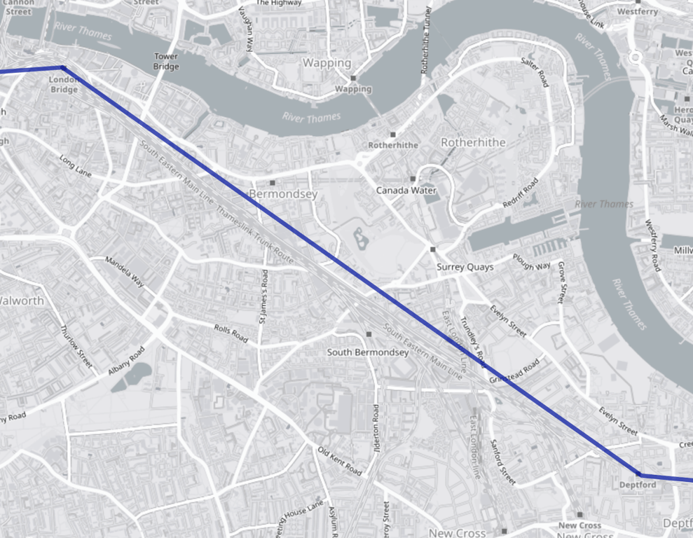 straight line distance between two stations