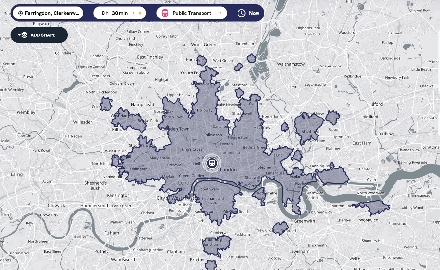 Travel Time map screenshot