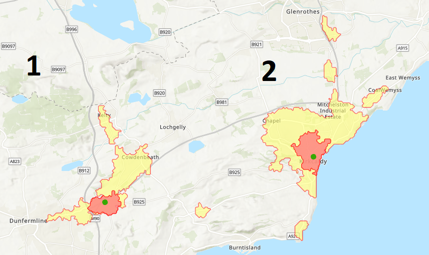 travel time catchment areas