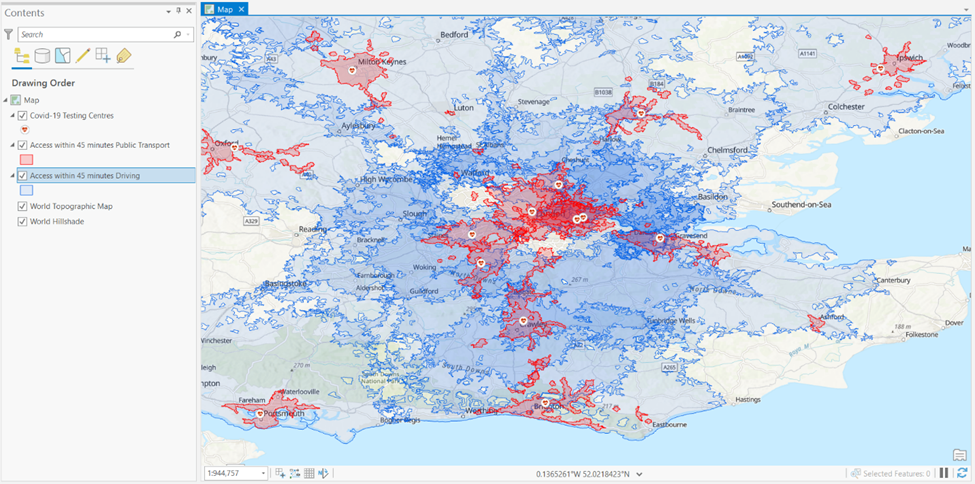 travel time catchment area