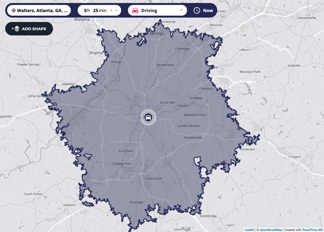 25-minute drive time area