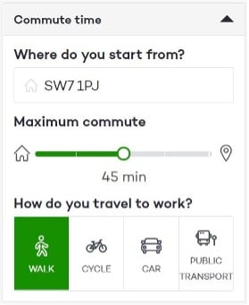 Totaljobs commute time filter