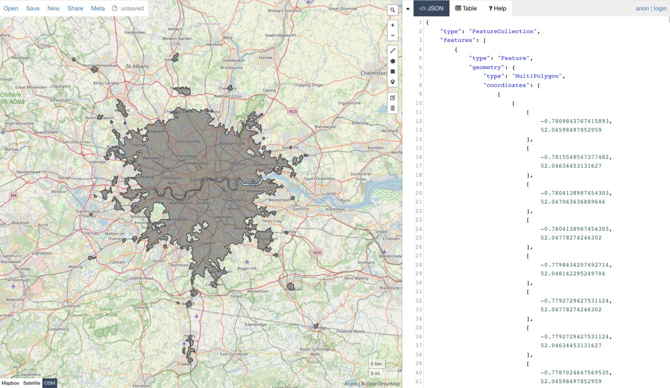 TravelTime isochrone GeoJSON response