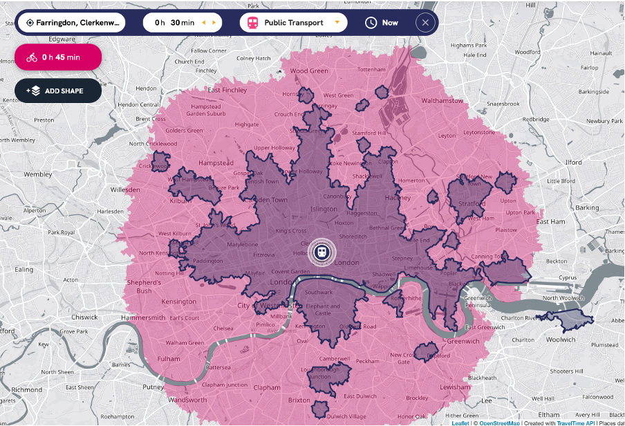 travel time map screenshot