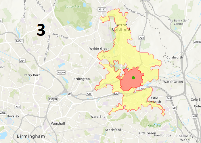 travel time catchment area