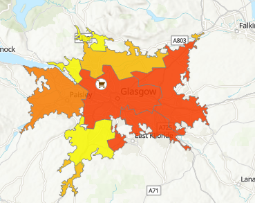 Catchment area for potential store location #1